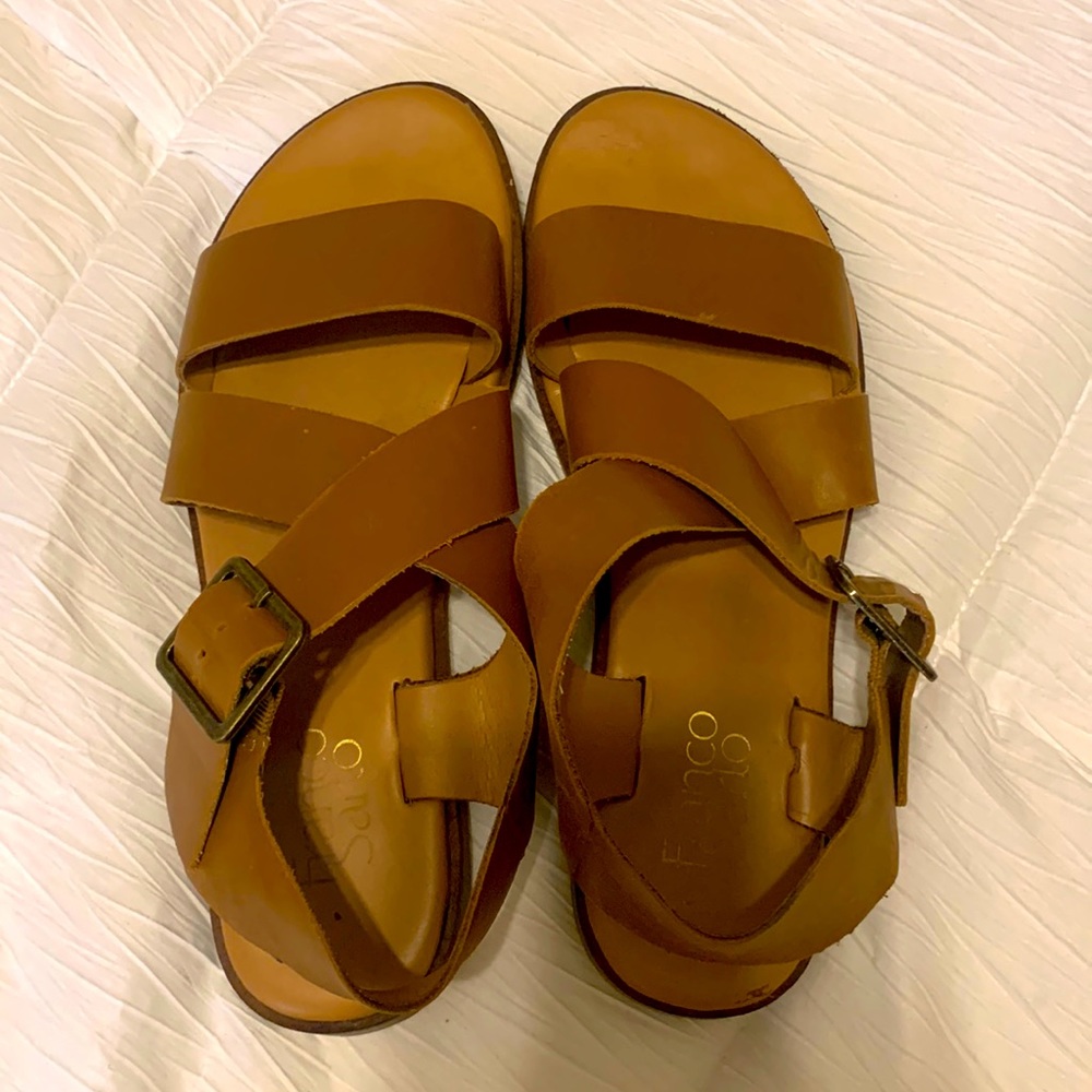 Franco Sarto Kara Cross Strap Leather Sandal